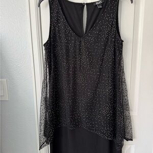 SLNY Black Sleeveless Mini Dress with Silver Accents